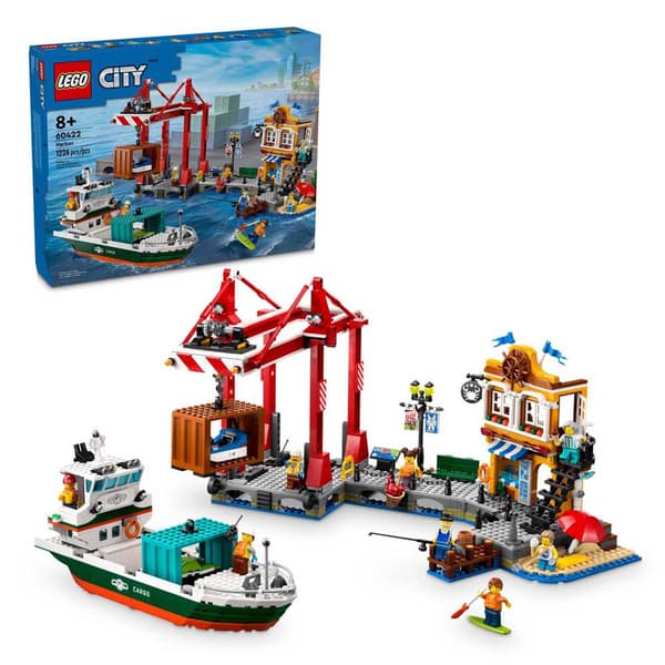 Lego Sea Port With Goods Ship Rakennuspeli