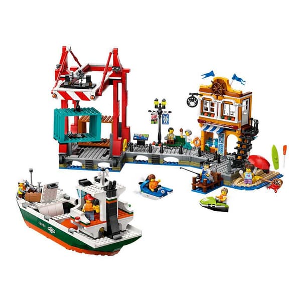 Lego Sea Port With Goods Ship Rakennuspeli