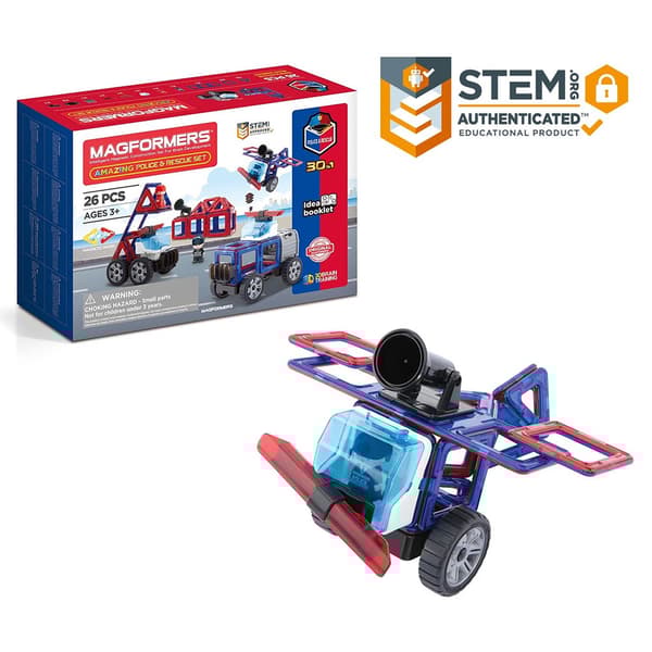 Magformers Fantastisk Politis Redningsset (3069) Konstruktionsspil 26 Stykker