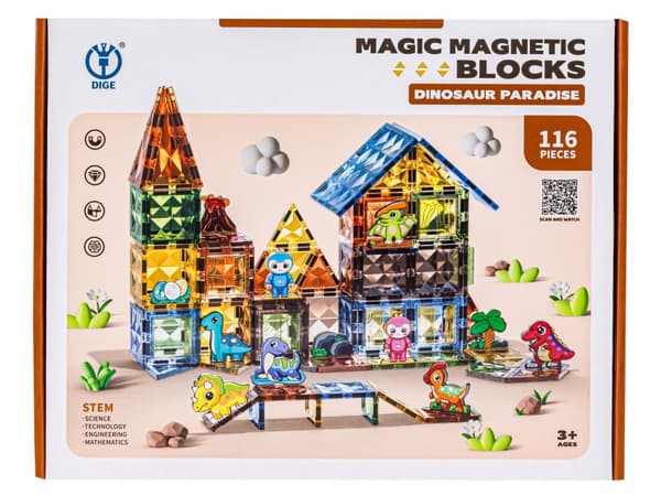 Magnetiske konstruktionsblokke DINOSAUR PARK 116 El.