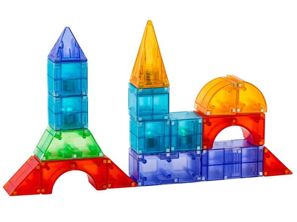 Magnetiske mursten, byggesten, glødende elementer, 3D figurer 64 El.