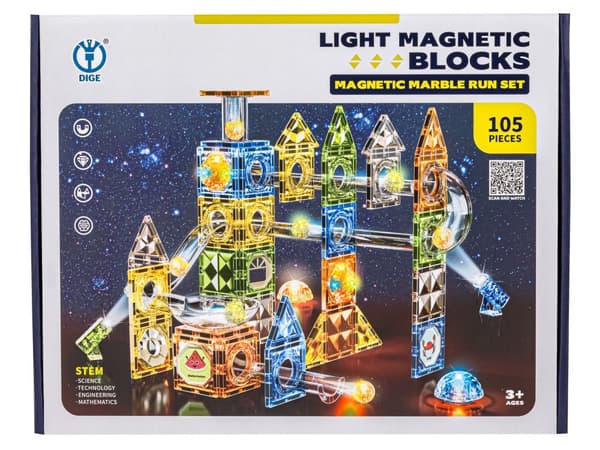 Magnetiske konstruktionsblokke KUGLESTOL Glødende elementer 105 El. Kulodrome