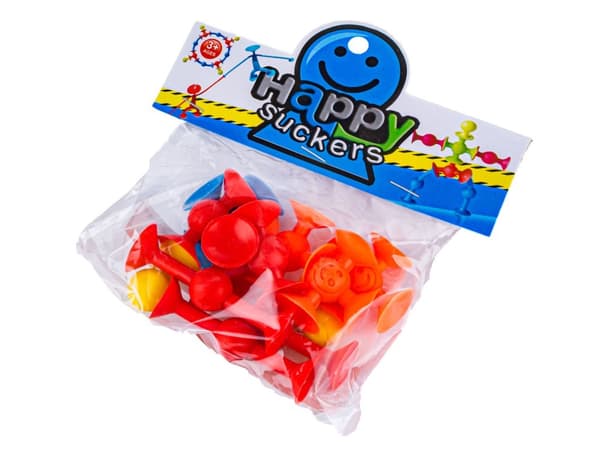 Byggstenar, färgglada sugkoppar, glada smileys 12 stycken
