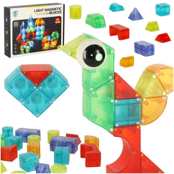 Lysende magnetblokke, 32 stk.