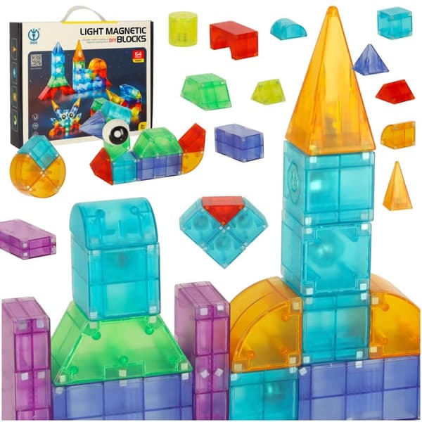 Lysende magnetblokke 64 stk.