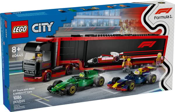 LEGO 60445 F1-lastbil med RB20 og AMR24 F1-biler