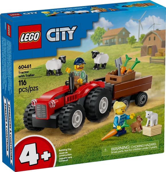 LEGO 60461 Maatilan punainen traktori, peräkärry ja lampaat