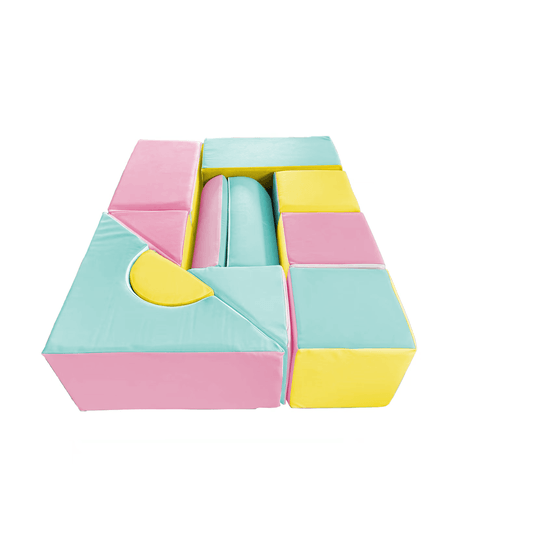 Stora Byggklossar Av Skum - 11 Delar - Färgade - Rosa, Blå, Gul (Pastell)