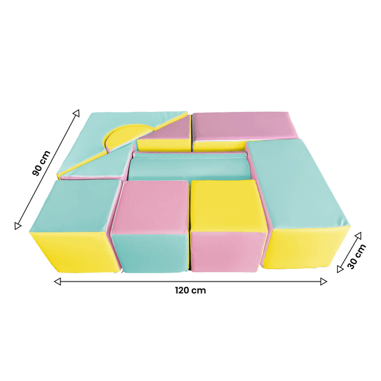 Stora Byggklossar Av Skum - 11 Delar - Färgade - Rosa, Blå, Gul (Pastell)