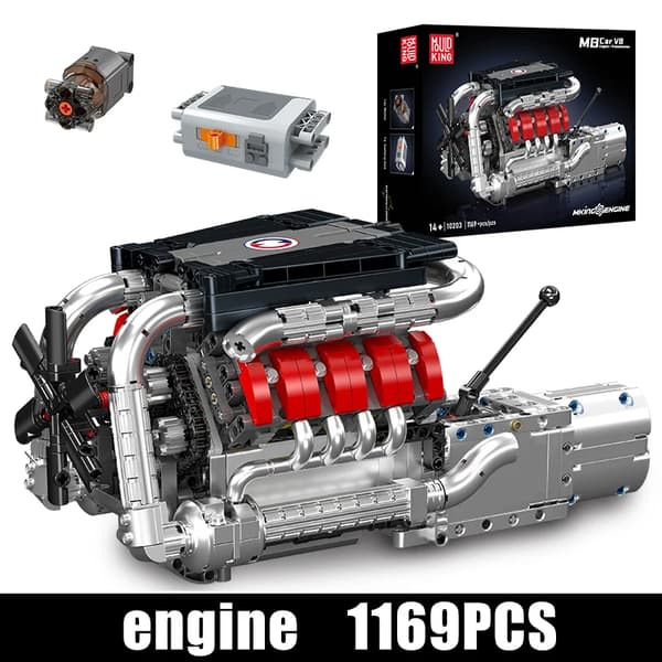 Mould King V8 Motor Byggeklods Sæt, 1169 PCS, Miljøvenlige Materialer,Original kassepakning