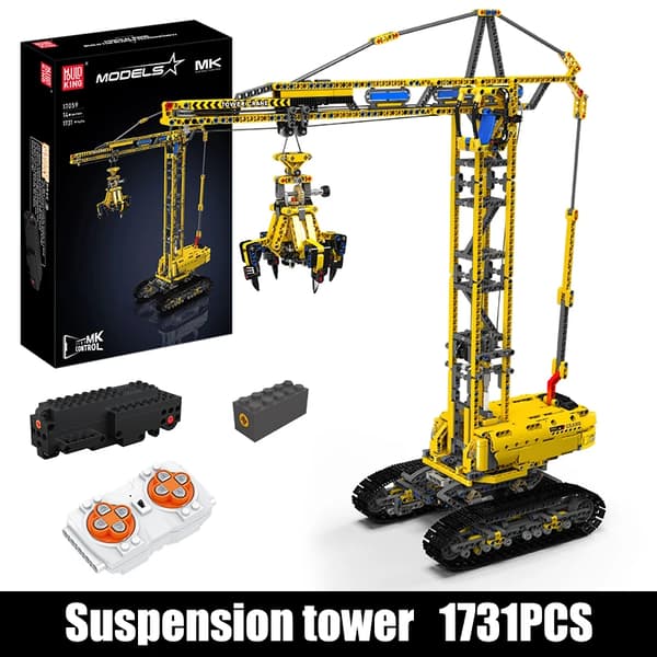 Mould King Crawler Crane Model, Fjernbetjeningsfunktionalitet, 1731 Stykker,original boks emballage