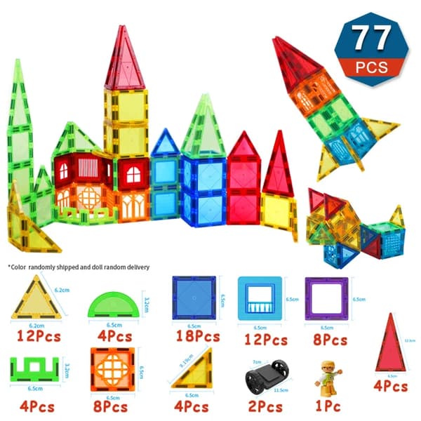 Magnetiskt byggset, 54 delar, hållbart ABS-material,CH 77st