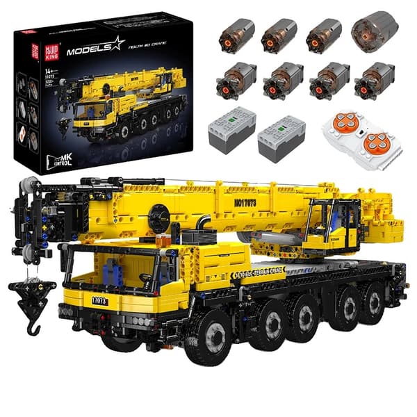 Mould King Krana Byggblock Set, 3218 Delar, Fjärrkontrollsfunktionalitet,17073-Gul