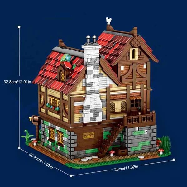 Medieval Tavern Byggesæt, 2831 Dele, Charmerende Design,med æske