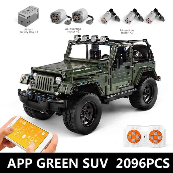 Wranglers Offroad Byggeklods Sæt, 2000+ Dele, Fjernstyrede & Statisk Versioner,APP RC Version