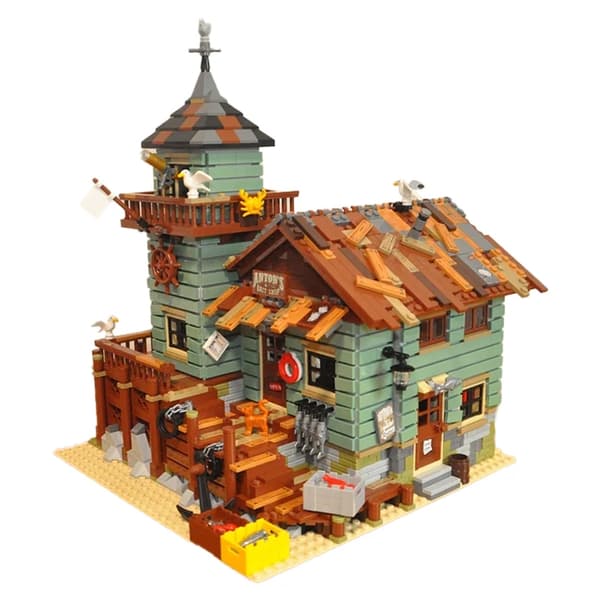 Fiskerens Gamle Fiskerhus Model, 2049 Stykker, Ikke-Toksiske Materialer,2049stk uden kasse