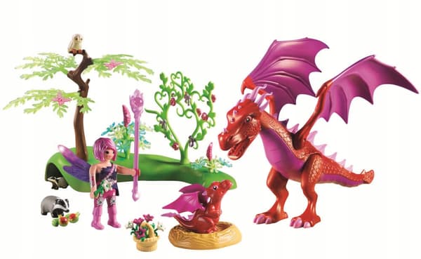 PLAYMOBIL KLODSER 71586 FEER LYSERADE DRAGE DRAGEMOR MED BABYDRAGE