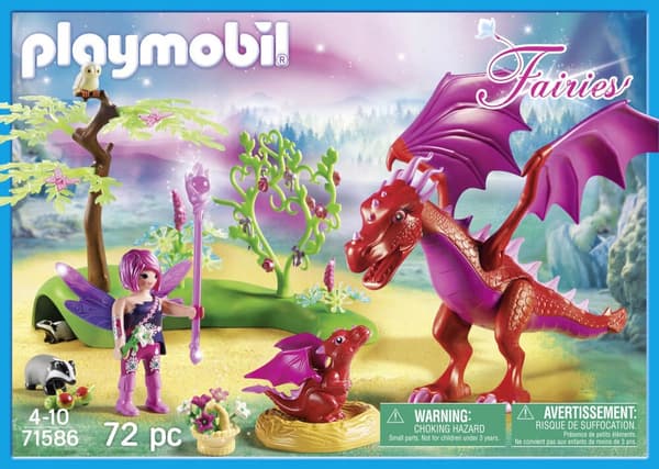 PLAYMOBIL KLODSER 71586 FEER LYSERADE DRAGE DRAGEMOR MED BABYDRAGE