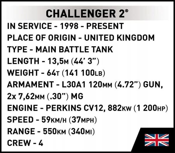 COBI 2627 Challenger 2 Tank moderne samtidstank 2i1 markeringer