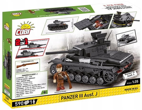 COBI 2289 TANK Panzer III Ausf.J 590 element Panzerkampfwagen III BLOCKAR
