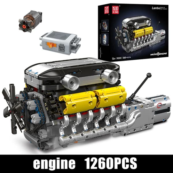 Mould King V12 Motor Byggesæt, 1260 Stykker, Miljøvenligt ABS Materiale,Original kassepakning