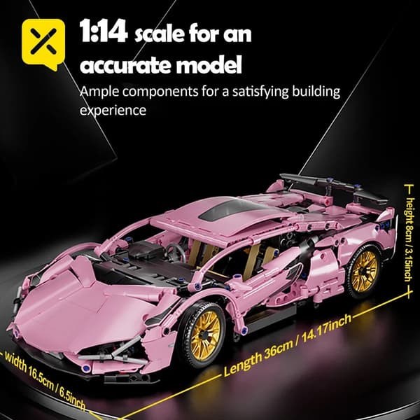Teknisk Racing Sportbil Modell, 1:14 Skala, 1314 Delar, Unisex,89108 1314ST