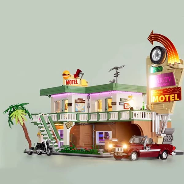 Motel Bygning Sæt, 1970 Stykker, Tropisk Arkitektonisk Design,med figurer