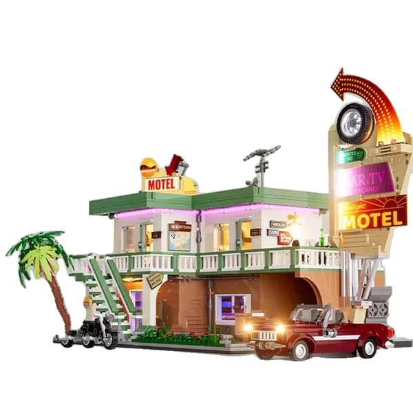 Motel Bygning Sæt, 1970 Stykker, Tropisk Arkitektonisk Design,med figurer