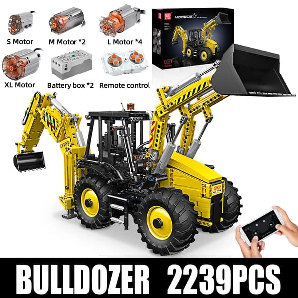 Motoriseret Bulldozer Byggesæt, 2239 Dele, Fjernbetjeningsfunktion,original boks emballage