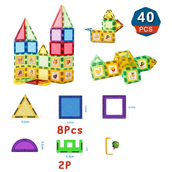 Magnetisk Konstruktionssæt, 54 stk. Variation, Holdbart ABS-materiale,40 stk