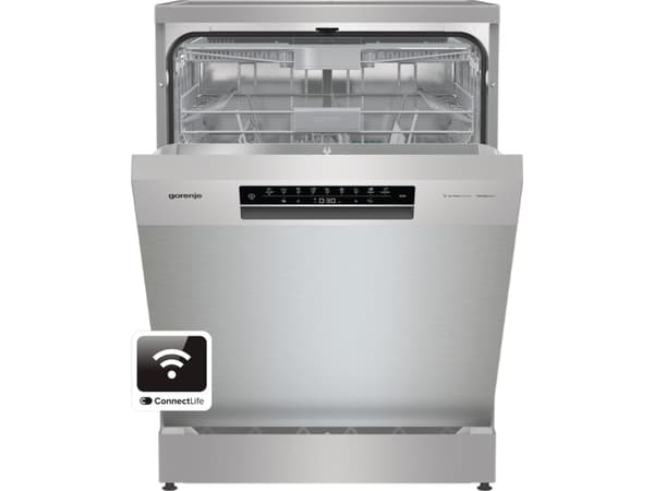 Gorenje 743432, Frittstående, Full størrelse (60 cm), Sølv, Sort, Berøringskontroll, LED