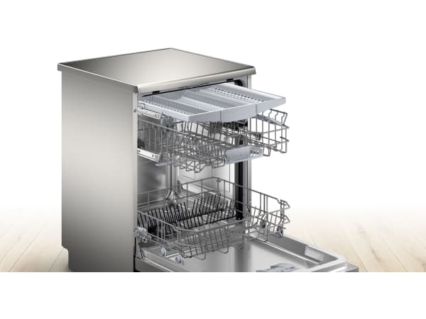 Bosch Serie 4 SMS4HMI07E, Frittstående, Full størrelse (60 cm), Rustfritt stål, Sølv, Berøringskontroll, 1,75 m