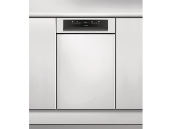 Whirlpool WSBO 3O34 PF X, Halvveis innebygget, Slimline (45 cm), Sort, Nedre, Øvre, Kurv, 10 kuverter