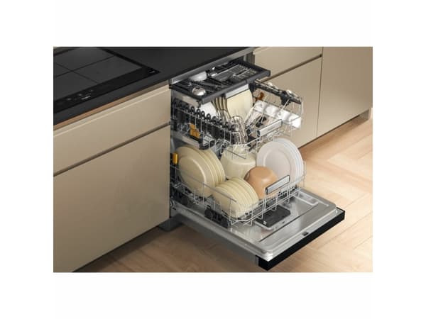 Whirlpool MaxiSpace W7F HS51 X, Frittstående, Full størrelse (60 cm), Rustfritt stål, Sort, Knapper, 1,3 m