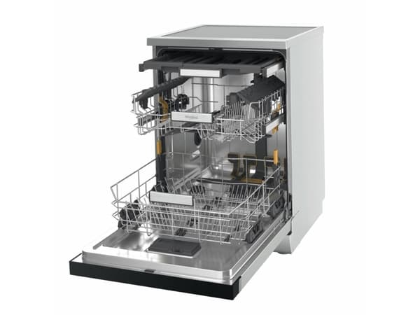 Whirlpool MaxiSpace W7F HS51 X, Frittstående, Full størrelse (60 cm), Rustfritt stål, Sort, Knapper, 1,3 m