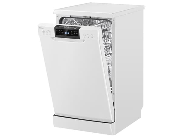 Bomann GSP 7418, Frittstående, Slimline (45 cm), Hvit, Knapper, Berøringskontroll, LED, Kurv og skuff