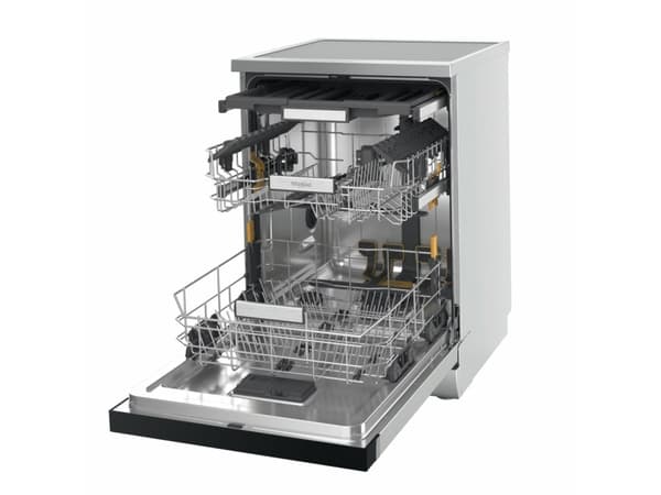 Whirlpool MaxiSpace W7F HS41 X, Frittstående, Full størrelse (60 cm), Rustfritt stål, Sort, Knapper, 1,3 m