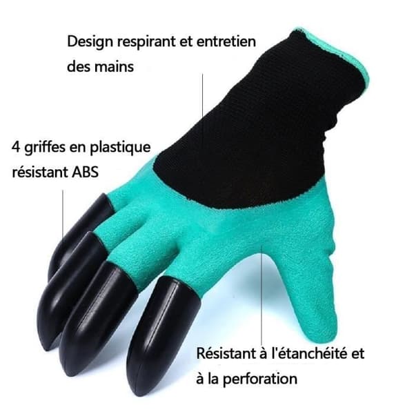 Garden Genie trädgårdshandskar - Garden Genie varumärke - Med ABS plastklor - Grön färg