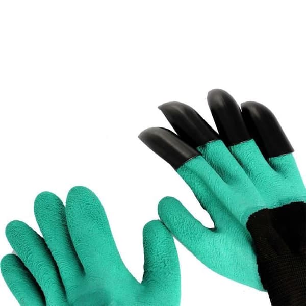1 par Garden Genie-handskar, arbetshandske för män och kvinnor med ABS-plastklor på höger hand för grävning