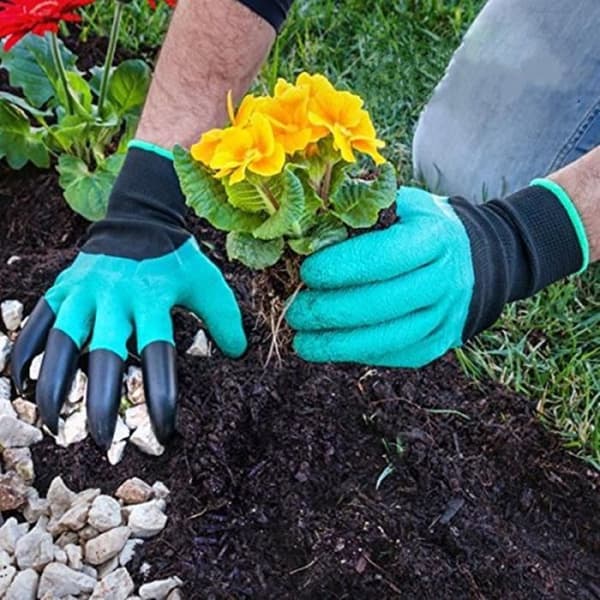 1 par trädgårdshandskar för att gräva och plantera klor ABS trädgårdshandskar i plast