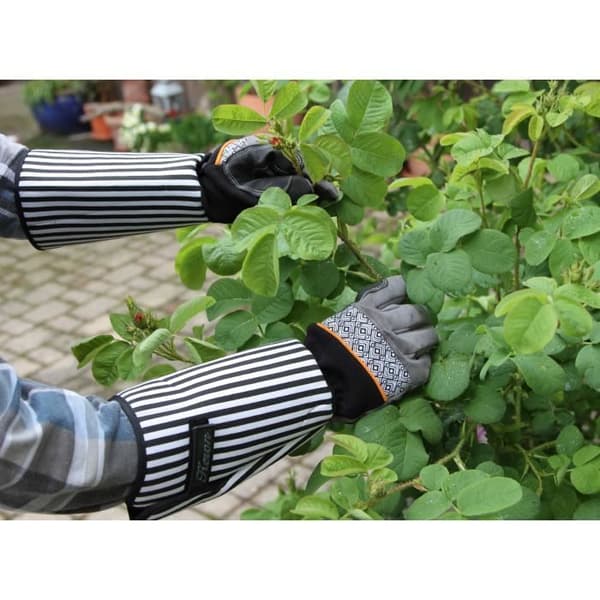 Handske "Rose Garden", storlek 10/XL, grå/vit, lång mudd