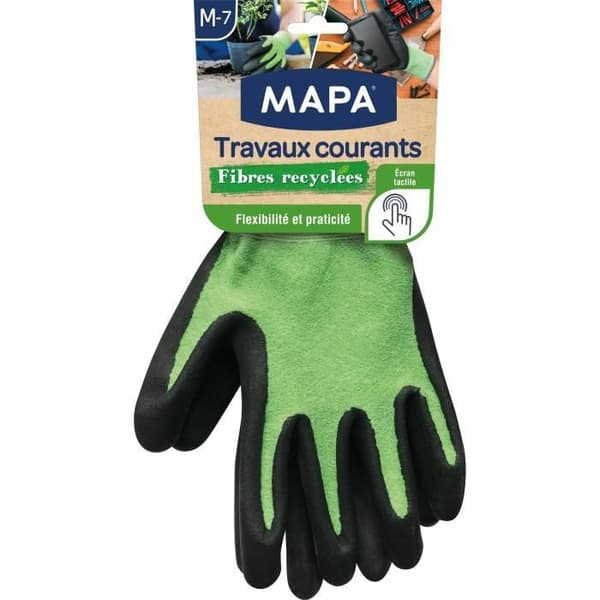 MAPA Multi-Purpose Recycled Fiber Trädgårdshandskar - Flexibel och hållbar - Storlek 7/M