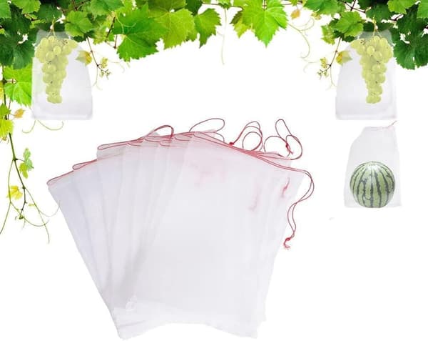 100 Uds. Bolsa de protección para plantas y frutas de jardín bolsa de red con cordón insectos plagas de mosquitos pájaros bolsas protectoras para jard