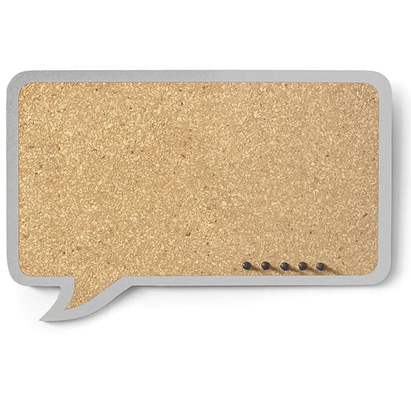 Anslagstavla av kork - Rektangulär Pratbubbla Grå - 44 x 29 cm