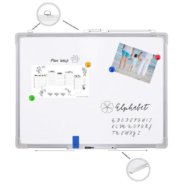 Magnetisk Whiteboard - SPRINGOS - 60 x 45 cm - Aluminium - Inskriptionsyta - Rundade kanter