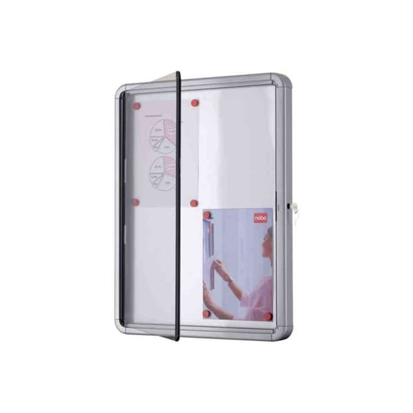 Vitrine - NOBO - 9 x A4 - Magnetisk yta - Aluminiumram - Säkerhetsglas