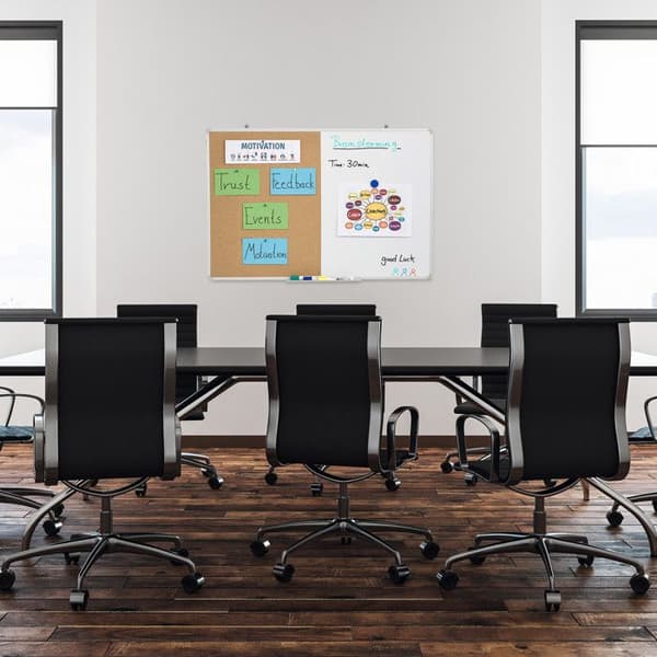 Relaxdays 2 in 1 Combination Whiteboard, Cork Board, Magnetisk, Aluminiumram, Förvaring, 30 x 45 cm, Vit/Naturlig