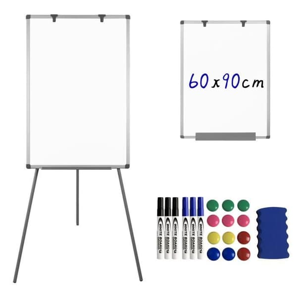 Konferensstativ - YUENFONG - 60 x 90 cm - Justerbar Höjd 90-160 cm - Mobil - Magnetisk Vit Tavla
