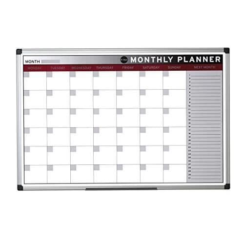Monthly Magnetic Planning Board - Bi-Office Earth - 90 x 60 cm - Aluminiumram - Vit