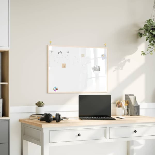 Magnetisk whiteboard med ram i massiv furu 80x55 cm